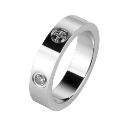 Inlaid Diamonds with Carved Cross Ring