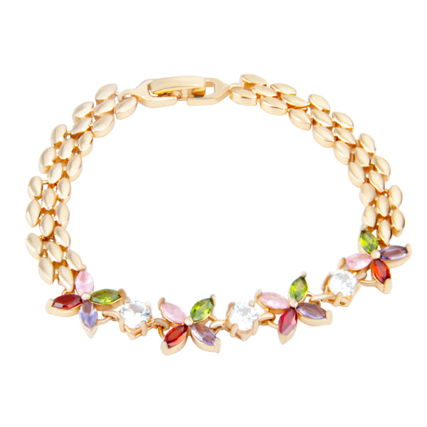 Gemstone Flower Gold Bracelet