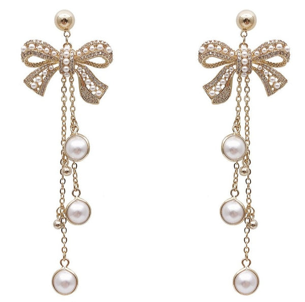 Bowknot Pearl Earrings