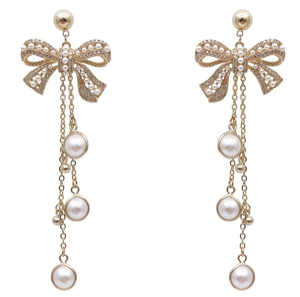 Bowknot Pearl Earrings - Cabida Jewelry