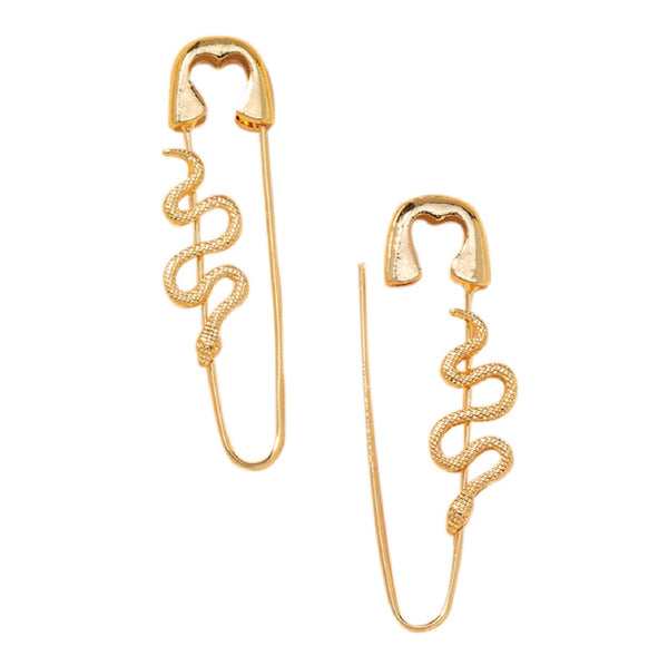 Safety Pin Snake Earrings